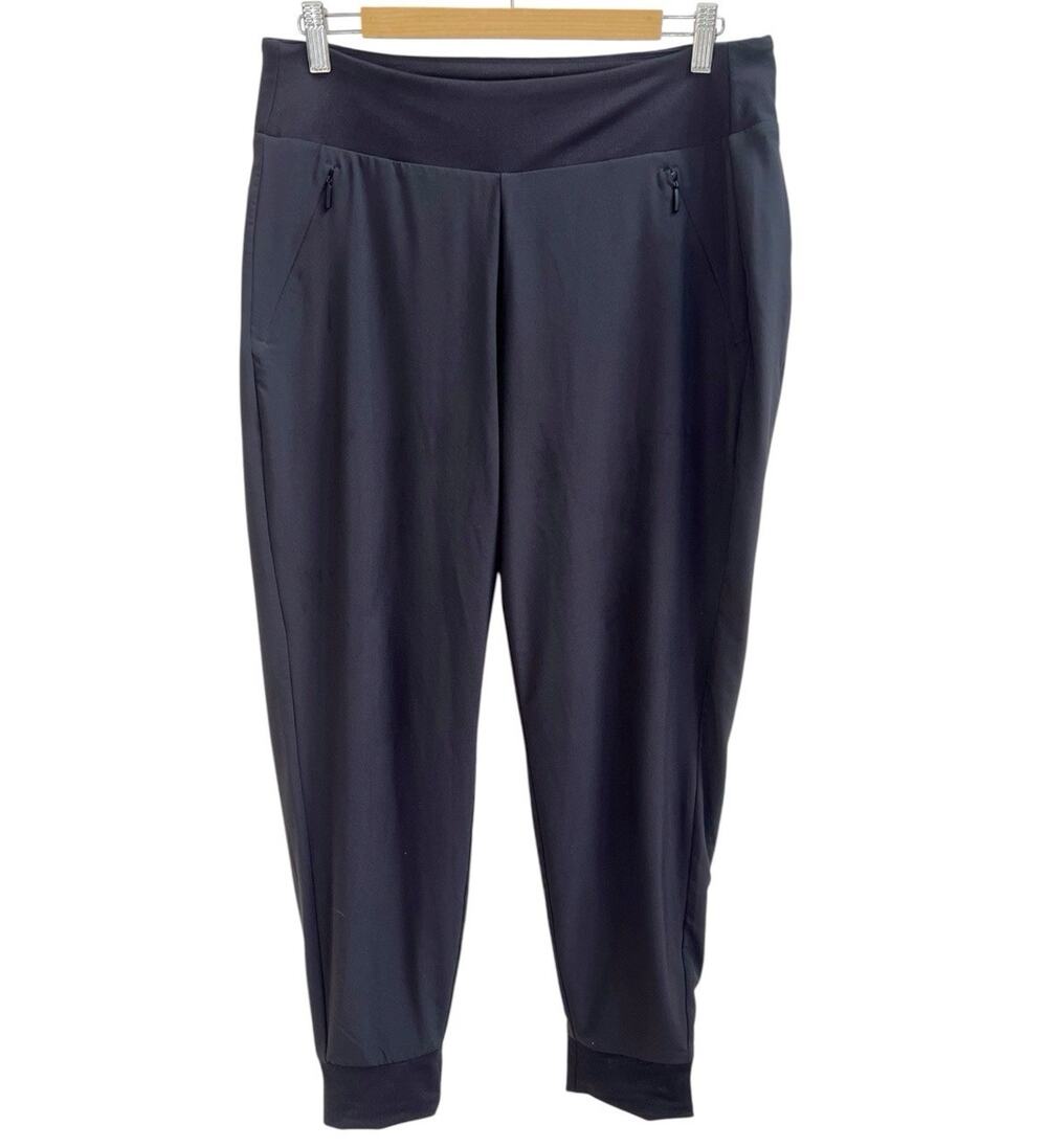 Athleta Soho Jogger Pants Sz 12 Dark Gray Zippered Pockets Athleisure Active